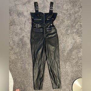 NWT WeWoreWhat vegan leather moto jumpsuit size large
